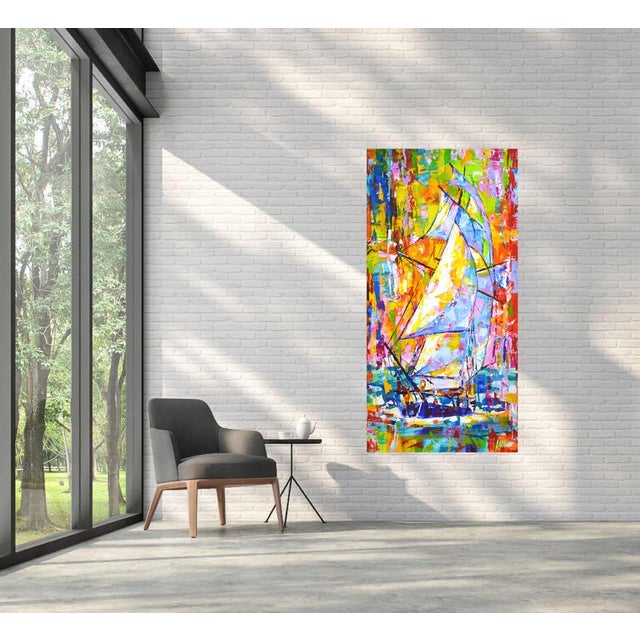 Sailboat 15.Modern Original Hand Painting. For Sale - Image 9 of 9
