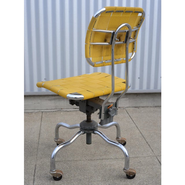 1950s Mid Century Industrial Bevco Chrome Office Desk Chair With Yellow Upholstery For Sale - Image 4 of 12