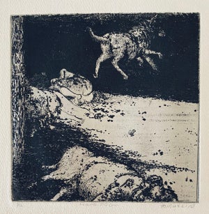 Robert A. Birmelin, Flying Dog, American Modernist Abstract Etching
