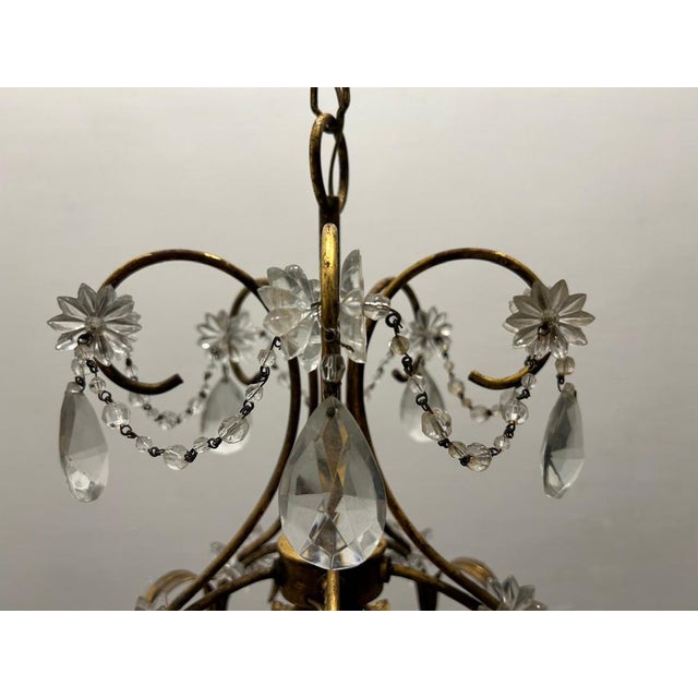 Florentine Gold Gilded Murano Glass Chandelier, 1960s For Sale - Image 10 of 14