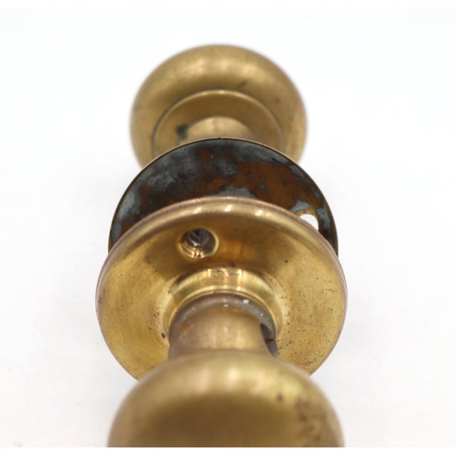 Traditional Vintage 1.625 In. Classic Brass Passage Door Knob Set For Sale - Image 3 of 6
