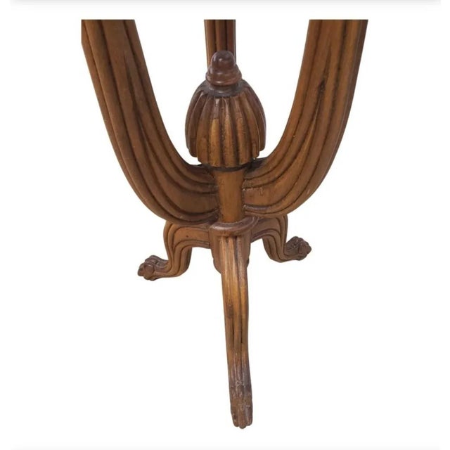 Wood 1970s Vintage Carved Fruitwood Tripod Planter on Stand For Sale - Image 7 of 8