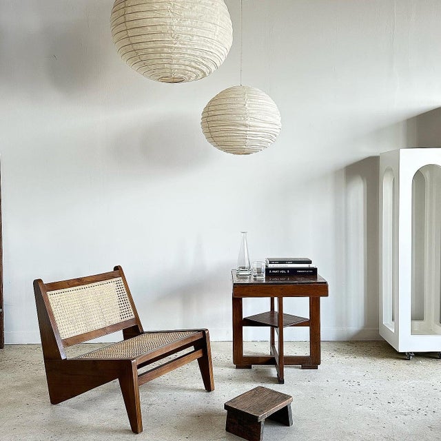 Small round Japanese-style rattan and natural linen pendant light. Beautifully handcrafted: natural rattan and natural...
