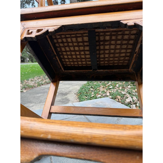 Vintage Chinese Ming Style Horseshoe Chair With Woven Seat For Sale - Image 13 of 14