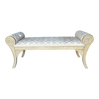 Ital Art Designs Scroll Arm Upholstered Bench For Sale