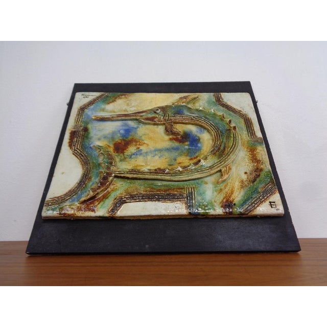 Ceramic Large German Studio Ceramic Garfish Wall Plaque by Hausmann, 1978 For Sale - Image 7 of 18