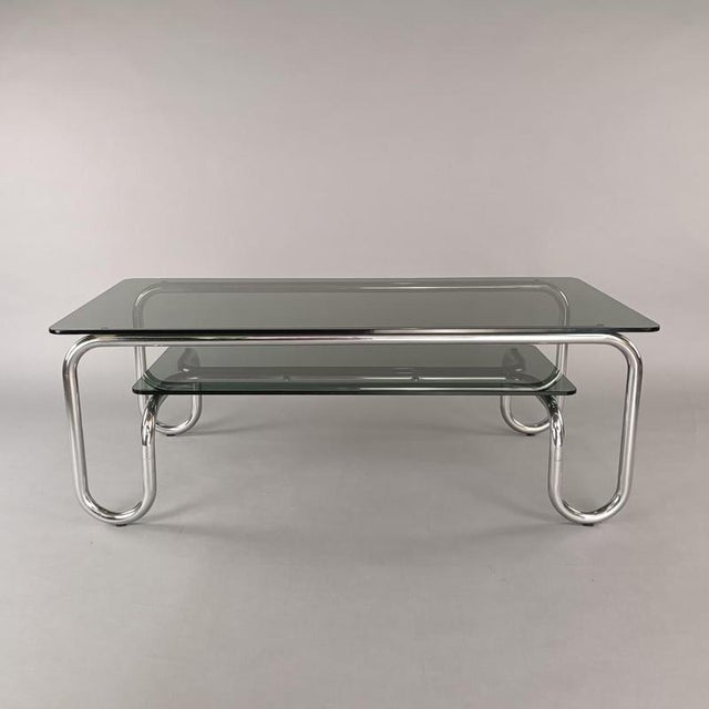 Green Italian Space Age Steel and Smoked Glass Coffee Table, 1970s For Sale - Image 8 of 8