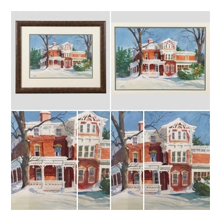 Original 2001 Framed Watercolor Winter Landscape by Harold "Biff" Heins Jr. (Salmagundi Club Member) For Sale
