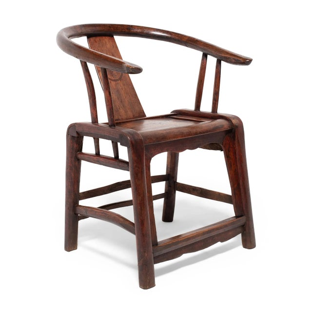 Brown Chinese Red Lacquer Roundback Chair, 19th C. For Sale - Image 8 of 8