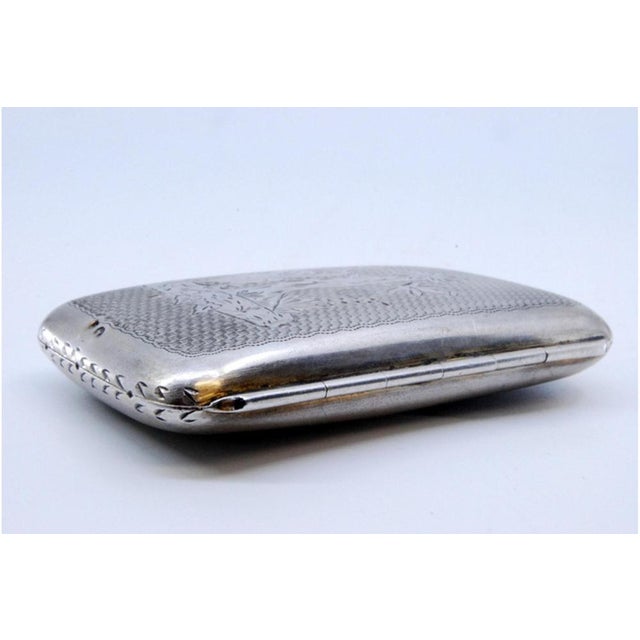 Silver Cigarette Case with Monkey on Tree and Beehive Engravings For Sale - Image 3 of 9