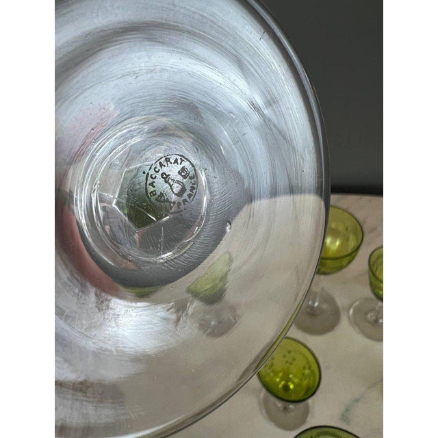 Antique Baccarat Green Crystal Glassware Set, Set of 12 For Sale - Image 4 of 11
