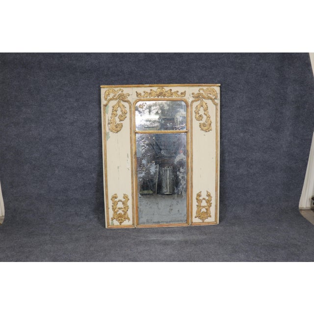 Large French Louis XV Style Parcel Gilt Trumeau Mirror Impressive Design For Sale - Image 4 of 10