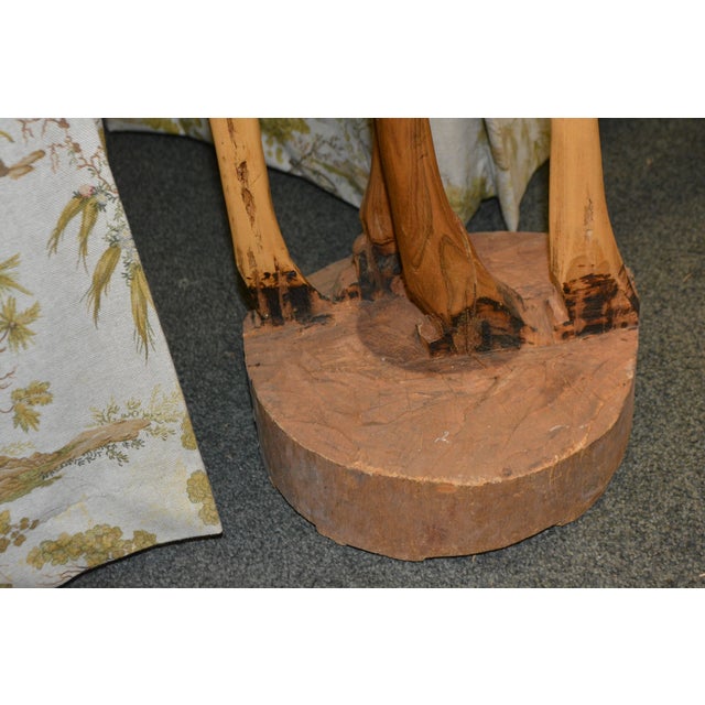 Hand Crafted 5.5' Golden Wood & Brown Standing Wooden Giraffe For Sale - Image 13 of 17