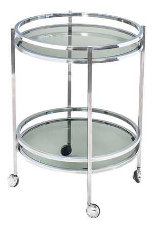 Vintage Side Table or Liquor Trolley in Chrome-Plated Iron and Glass, Spain, 1970s