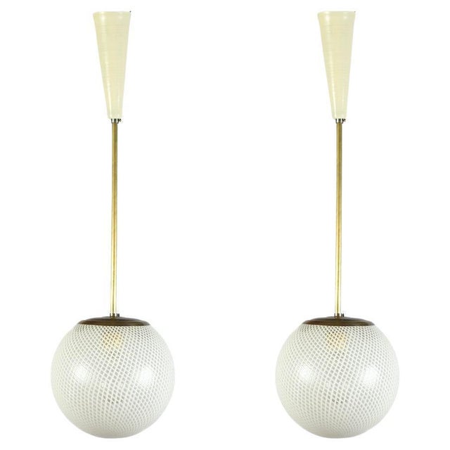 Venini Reticello Pendants attributed to Carlo Scarpa, 1940, Set of 2 For Sale - Image 9 of 9