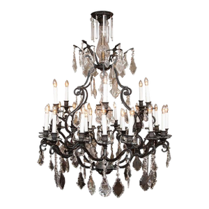 Large 30 Light Iron and Crystal Hanging Chandelier