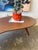 Sweet vintage inspired refurbished amoeba coffee table here and ready for another life! Great walnut wood grain, funky...
