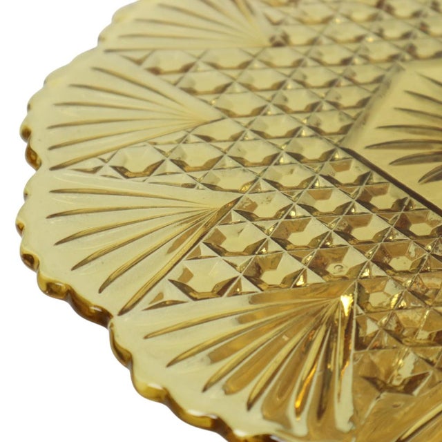 Art Deco Amber Cake Stand in Pressed Glass, 1930s For Sale - Image 8 of 14
