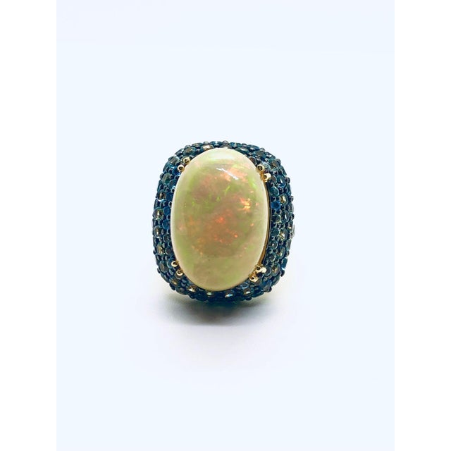Bochic “Orient” Vintage Natural Opal & Sapphire Ring Set In 18K & Silver For Sale - Image 12 of 13