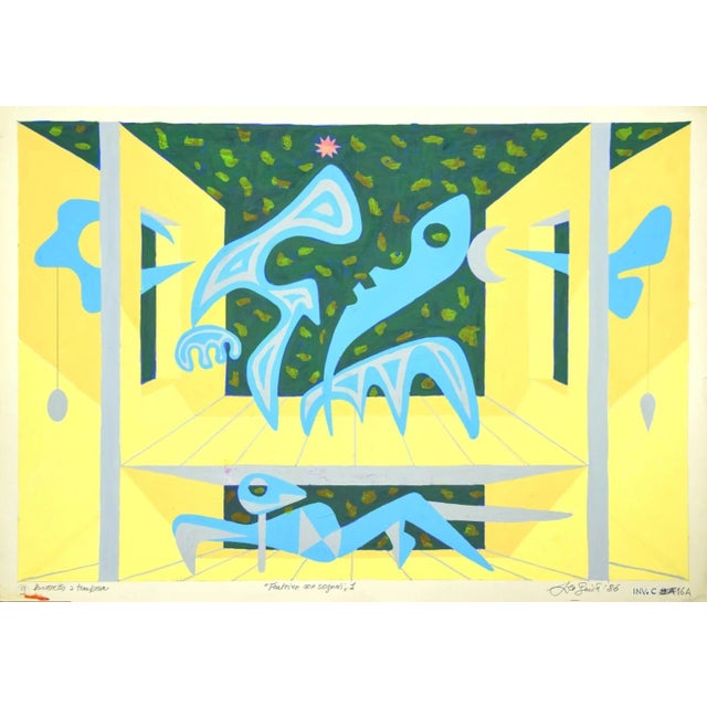 Theatre with signals 1 is an original sketch in tempera by Leo Guida (1986). The artwork is in good conditions. Image...