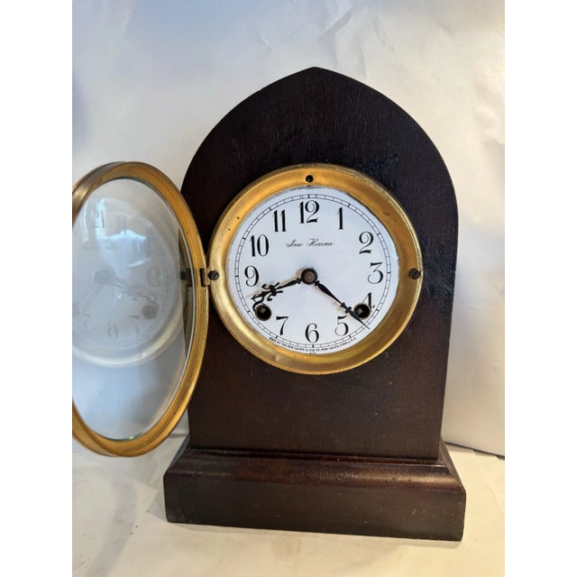 Wood Antique New Haven Beehive Style Mantel Clock - “Aurora” Model For Sale - Image 7 of 7