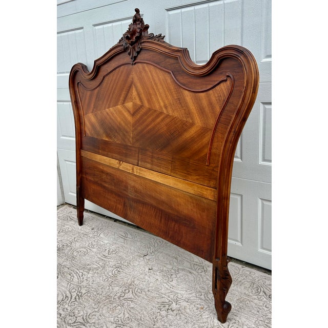 Antique French Carved & Shaped Walnut Full Size Headboard For Sale - Image 14 of 14