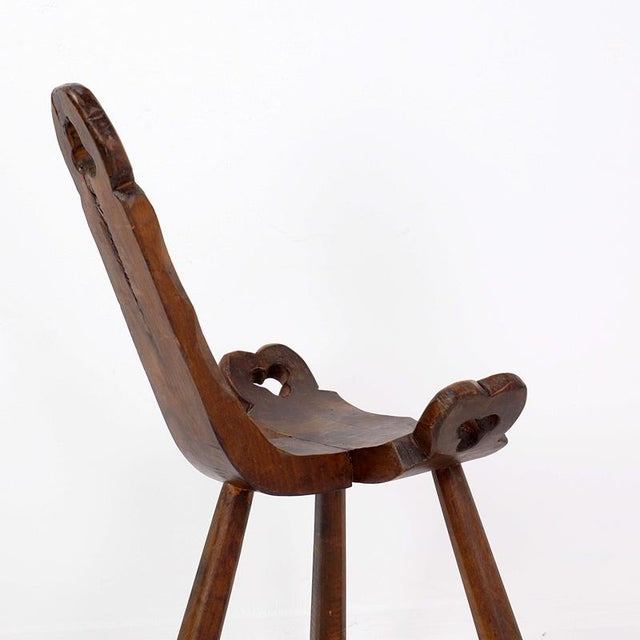 French Wooden Carved Tripod Chair For Sale - Image 5 of 14