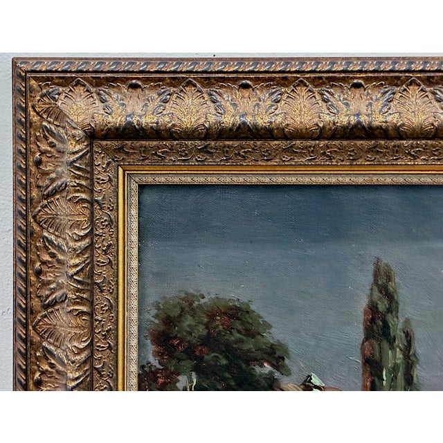 Impressionist 19th-Century Nocturne Landscape With Thatched-Roof Cottages For Sale - Image 3 of 8