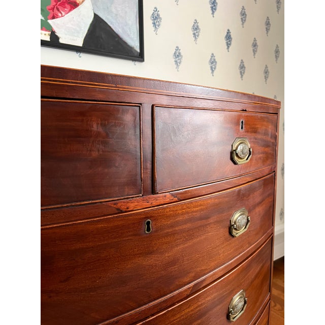Antique Late 1700s British Neoclassical Mahogany Bowfront Chest of Drawers For Sale - Image 11 of 16