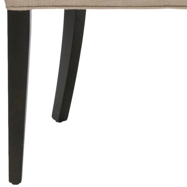 19''H Linen Tufted Chair in Nickel nailheads in Antique Gold & Espresso For Sale - Image 4 of 7