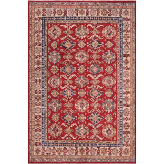 Southwestern Kazak Red/Beige Wool Rug - 9'0''x11'6'' For Sale - Image 9 of 10