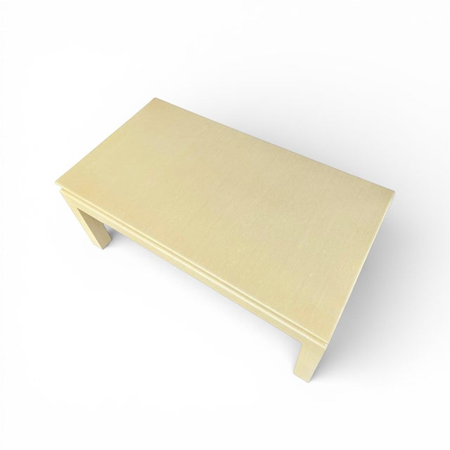 Late 20th Century Vintage Pale Yellow Grasscloth Cocktail Table in the Style of Springer For Sale - Image 5 of 7