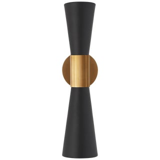AERIN for Visual Comfort Signature Clarkson Medium Narrow Sconce in Hand-Rubbed Antique Brass & Black For Sale