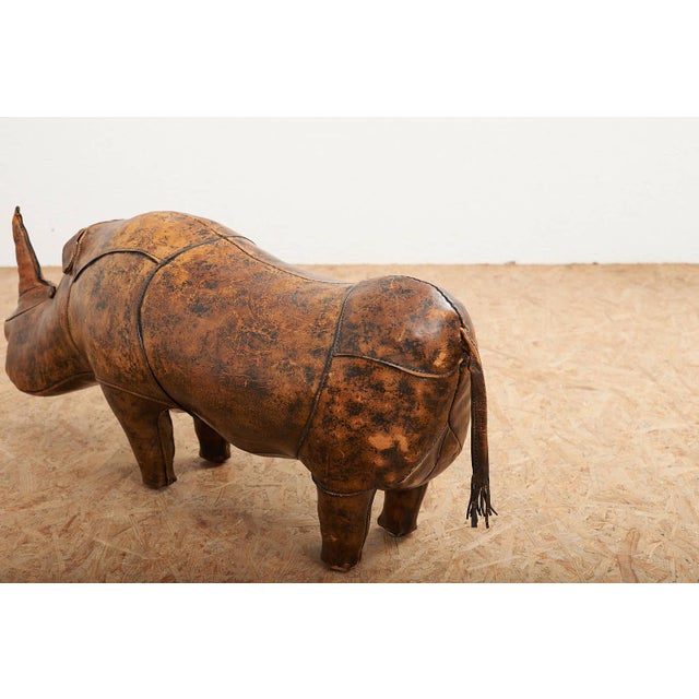 Animal Skin Animal Rhino Ottoman in Leather by Dimitri Omersa for Omersa, 1963 For Sale - Image 7 of 13
