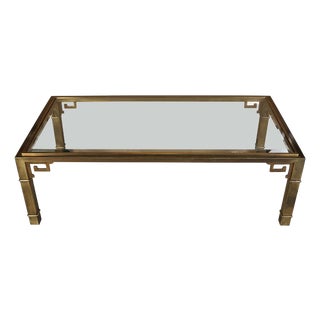 Mastercraft Style Brass and Glass Coffee Table For Sale