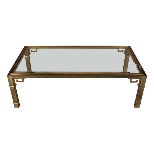 Mastercraft Style Brass and Glass Coffee Table For Sale