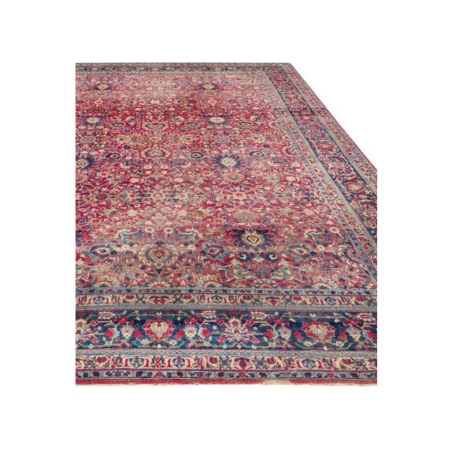A lovely example of an antique Tabriz rug with a beautifully drawn overall design of bold polychrome palmettes, flowers...