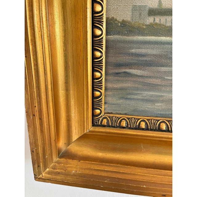 1930s Vintage Signed Sailing Ship Seascape Oil Painting For Sale - Image 5 of 12