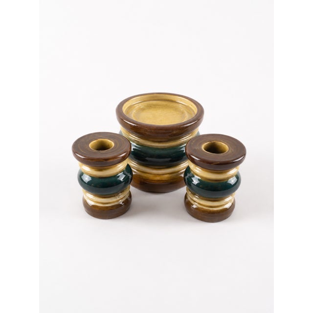 Ceramic Scandinavian Modern Model KB 301 Candlesticks in Ceramic from Gabriel Sweden Rings, 1970s, Set of 3 For Sale - Image 7 of 7