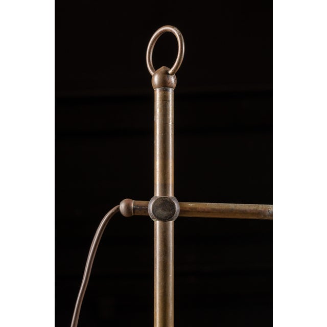 1920s Antique Brass Faries Table Lamp With Verdelite Glass Shade For Sale - Image 5 of 8