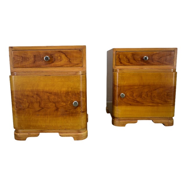 Art Deco Bedside Tables, Former Czechoslovakia, 1930s, Set of 2 For Sale