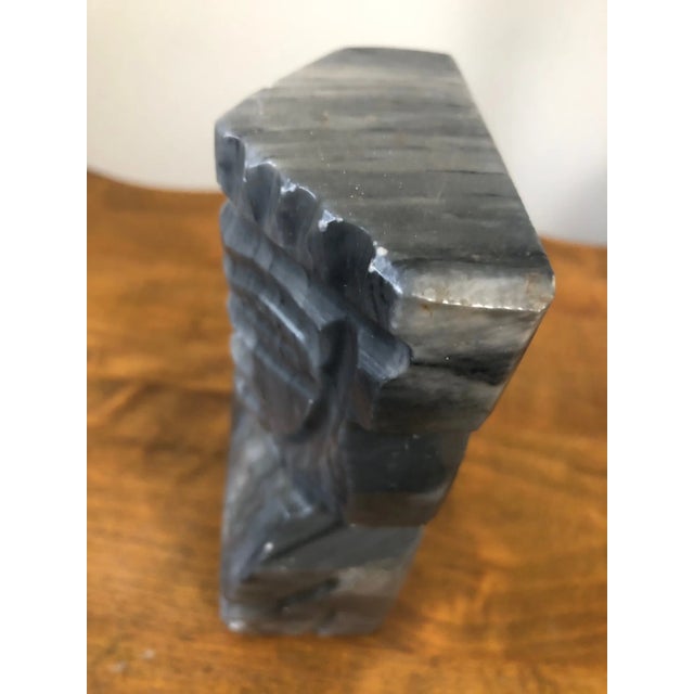 Tribal Aztec Carved Stone Figurine Statue / Bookend For Sale - Image 6 of 8