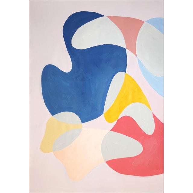 2026, Mid-Century Modern Style, Abstract Painting Triptych in Pastel Tones, Floating Shapes, Acrylic on Watercolor Paper by Ryan Rivadeneyra For Sale - Image 4 of 11