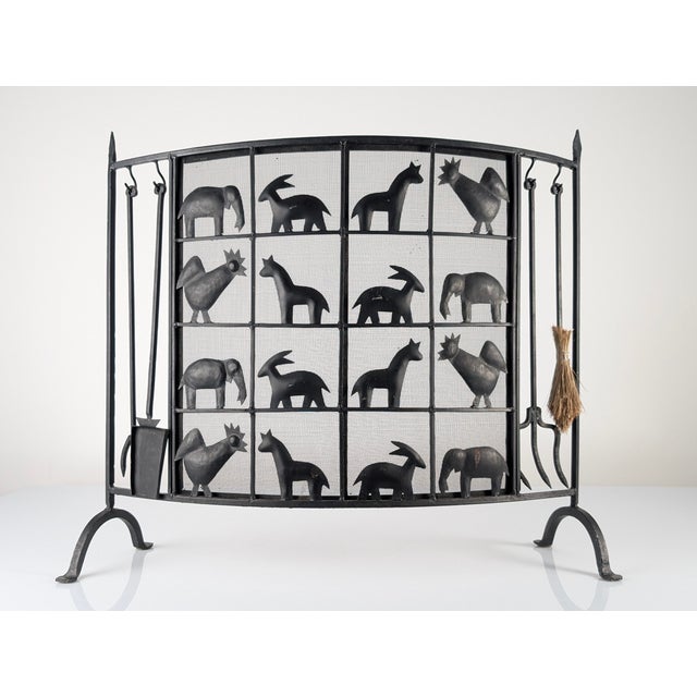 Wrought Iron Fire Screen from Atelier Marolles, France, 1950s For Sale - Image 13 of 13