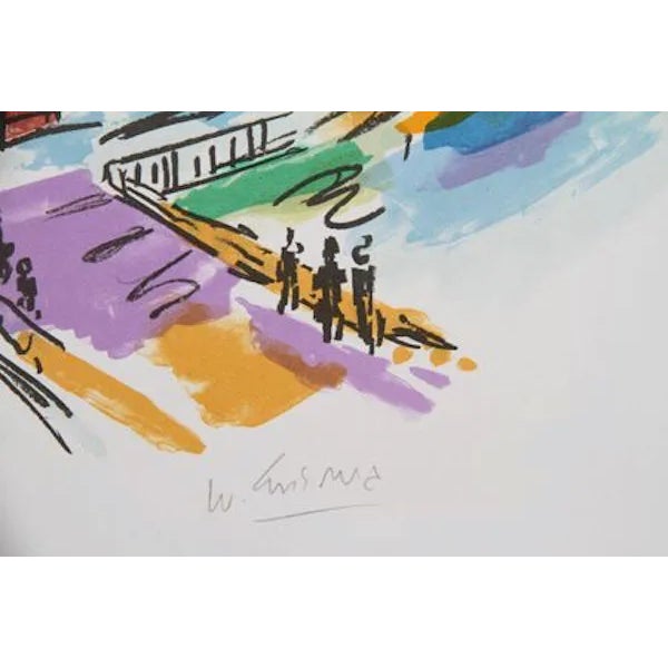 This lithograph, titled "Salzburg," was created by the American artist, Wayne Ensrud, in 1980. It is edition 300, AP 45...