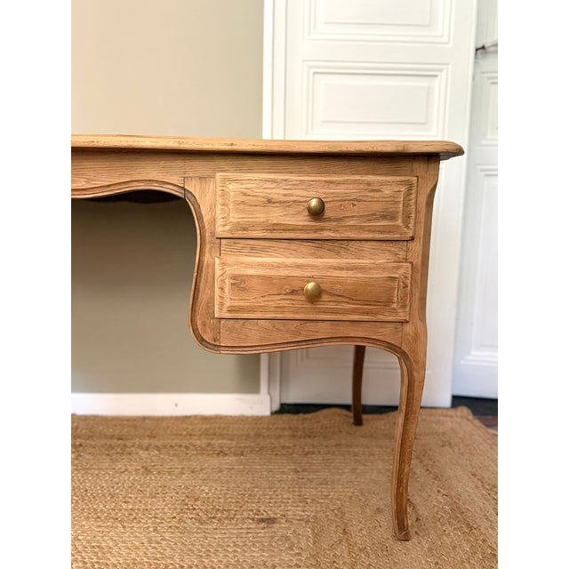 Louis XV Country Chic Oak Ministers Desk, 1970s For Sale - Image 11 of 18