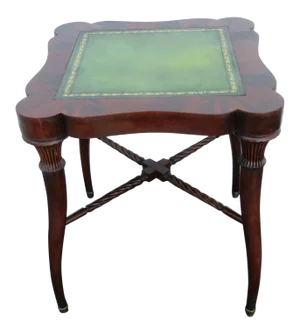 Flame Mahogany Leather Top Side End Table