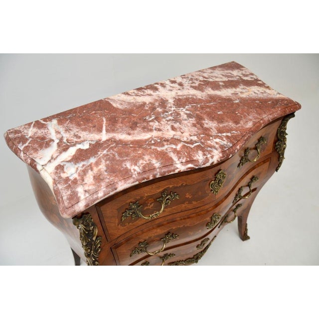 Antique French Marble Top Bombe Commode, 1890s For Sale - Image 6 of 11