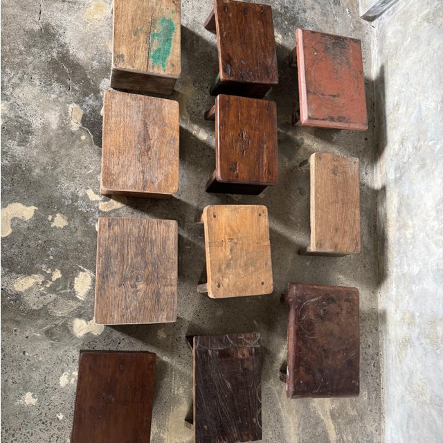 Small Occasional Stool in Light Teak, 1990s For Sale - Image 6 of 13