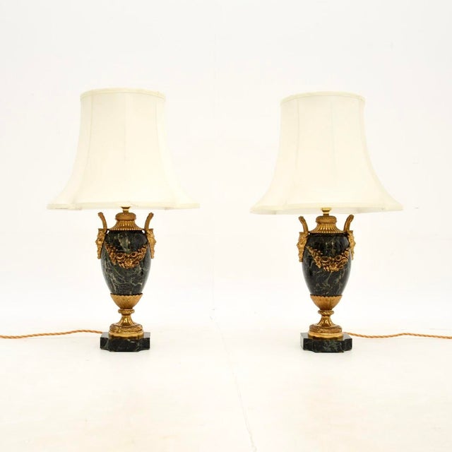 Antique French Marble and Gilt Bronze Lamps, 1890s, Set of 2 For Sale - Image 9 of 9